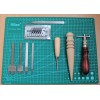 Набір інструментів для шкіри 2 (9 інструментів ) килимок; слікер; канавкоріз; скальпель; шило конус; 4мм пробій